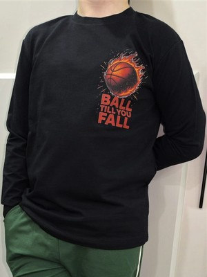 Pidal Giyim Basketbol Temalı Pamuklu Uzun Kollu Erkek Çocuk Sweatshirt