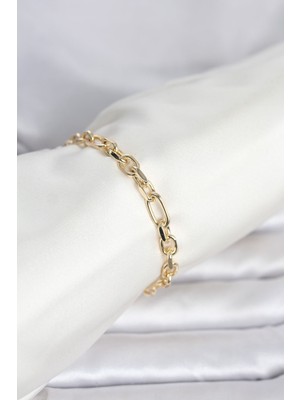 Hayat Store cm 14K Gold Renk Kalın Zincir Model Kadın Bileklik - Lisinya