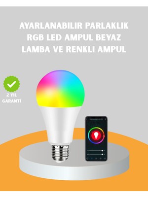 Kumanda Destekli Çok Renkli Akıllı LED Ampul - Lisinya