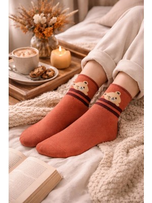 İpeksi Teddy Ayıcık Desen Organik Pamuk Penye Tenis Kolej Çorap