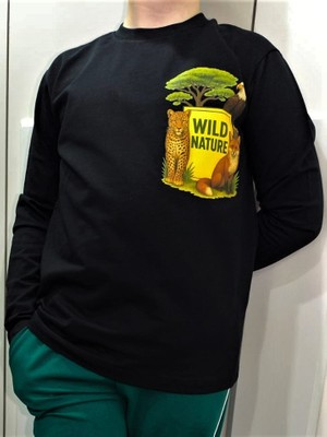 Pidal Giyim Vahşi Doğa Temalı Pamuklu Uzun Kollu Unisex Çocuk Sweatshirt