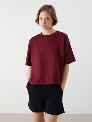 Lc Waikiki Yeni Sezon Bisiklet Yaka Oversize Kadın Tişört