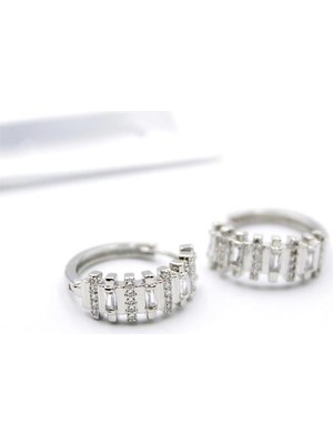 Najmaddin Taşlı Halka Küpe - Gümüş