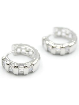 Najmaddin Taşlı Halka Küpe - Gümüş