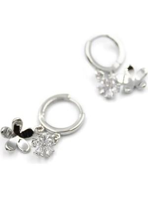 Najmaddin Zirkon Taşlı Çiçek Küpe - Gümüş