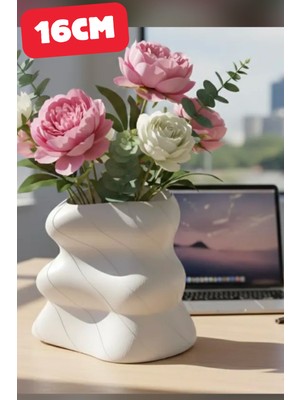 Genç 3D Modern Masaüstü Vazo | Modern Desk Vase | Minimal Dekoratif Vazo | 16 cm Yükseklik