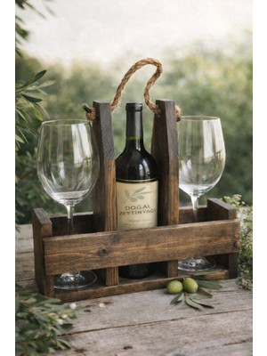 The N Wood Rustik Tasarım Masif Ahşap Şişelik ve Kadehlik – Dekoratif Ahşap Düzenleyici