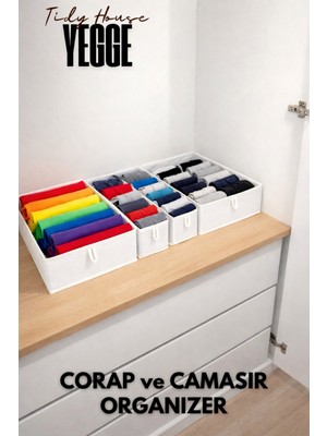 Yegge 4'lü Geniş Çekmece ve Dolap Içi Düzenleyici, Raf Düzenleyici, Tişört Giysi ve Çamaşır Organizer