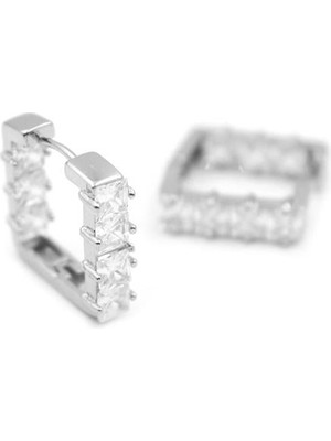 Najmaddin Kare Taşlı Küpe - Gümüş