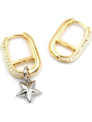 Najmaddin Halka Yıldız Küpe - Gümüş