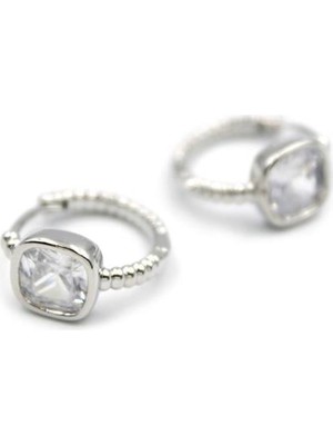 Najmaddin Taşlı Halka Küpe - Gümüş