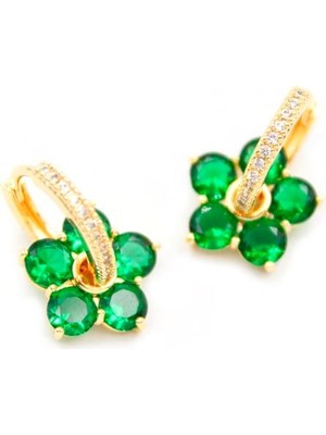 Najmaddin Taşlı Çiçek Küpe - Yeşil