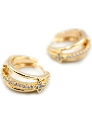 Najmaddin Taşlı Halka Küpe - Altın