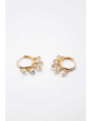 Najmaddin Yuvarlak Taşlı Shakira Küpe - Altın