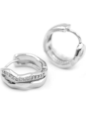 Najmaddin Taşlı Halka Küpe - Gümüş