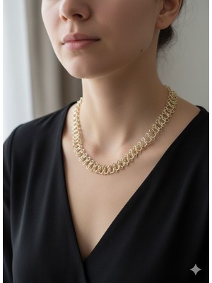 Huma Butik Takı Aksesuar Kadın Altın Renk Zincir Kolye | Şık ve Zarif Tasarım | Günlük ve Özel Kullanım