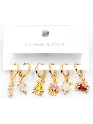 Najmaddin Taşlı Çoklu Küpe - Altın