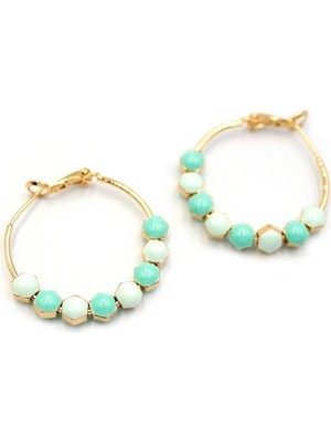 Najmaddin Mineli Halka Küpe - Turkuaz