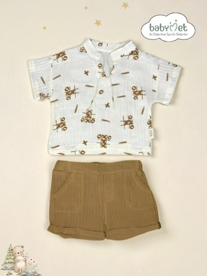 Babymet %100 Pamuk Müslin Erkek Bebek Takımı 2’li Set – Doğal Nefes Alabilir Yumuşak Kumaş