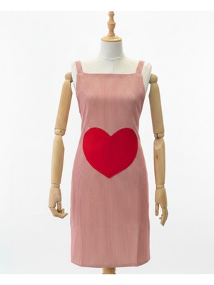 Evapal Kalp Detaylı Çizgili Mutfak Önlüğü