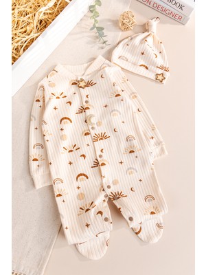 Babymod Gök Kuşağı Desenli Pamuklu Kız-Erkek Bebek Tulum