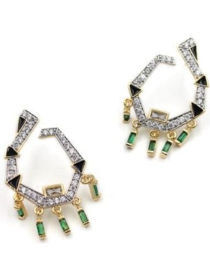 Najmaddin Sallantılı Taşlı Küpe - Yeşil