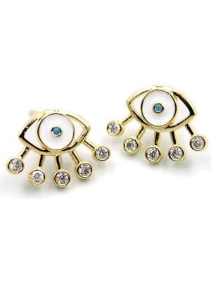 Najmaddin Mineli Göz Küpe - Beyaz