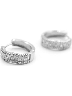 Najmaddin Taşlı Halka Küpe - Gümüş