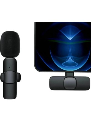 FRY Type-C Girişli Telefon Uyumlu Kablosuz Youtube Facebook Tiktok Yayın Kablosuz Yaka Mikrofonu - Lisinya