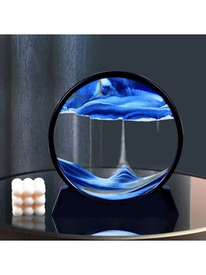 Racoonco 3D Hareketli Kum Saati Derin Deniz Kumu Sanatı Siyah Çerçeve Turuncu ve Mavi Kum