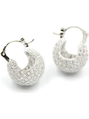 Najmaddin Taşlı Top Küpe - Gümüş