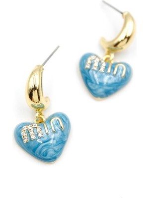 Najmaddin Mineli Kalp Küpe - Mavi