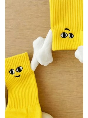 Umel Tekstil Sevgililer Gününe Özel Elele Tutuşan Mıknatıslı Çorap 2 Çift