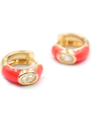 Najmaddin Mineli Halka Küpe - Kırmızı