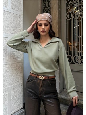 Bejna Kadın Polo Yaka Modal Dokulu Soft Bluz