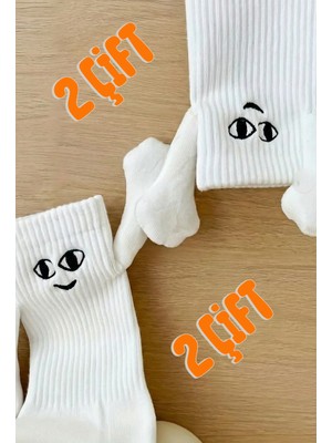 Umel Tekstil Sevgililer Gününe Özel Elele Tutuşan Mıknatıslı Çorap 2 Çift