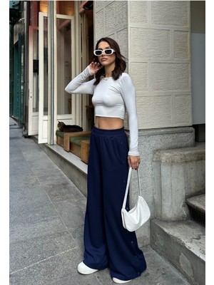 Bejna Kadın Çıtçıt Düğmeli Yumuşak Modal Dokulu Pantolon