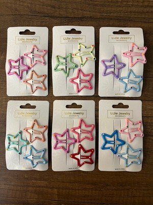 Gülümse Gel Kız Çocuk Çıtçıt Toka Deniz Yıldızı Yıldız Figürlü Renkli 1 Kart 3'lü Çıtçıtlı Toka Seti