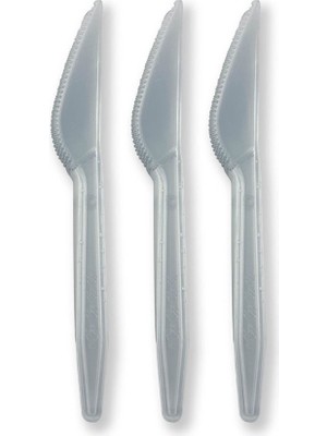 Gri Renk Lüks Plastik Bıçak 25 Adet
