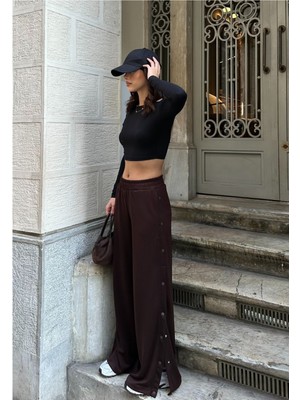 Bejna Kadın Çıtçıt Düğmeli Yumuşak Modal Dokulu Pantolon