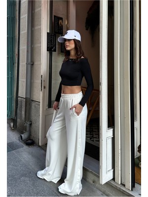 Bejna Kadın Çıtçıt Düğmeli Yumuşak Modal Dokulu Pantolon