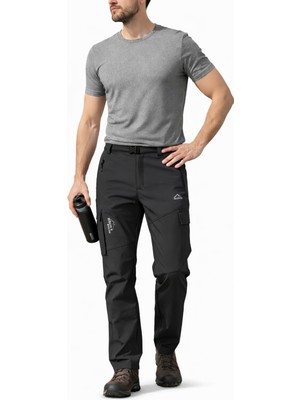Erkek Siyah Kışlık Içi Polar Su Itici Rüzgar Geçirmez Outdoor Softshell Pantolon