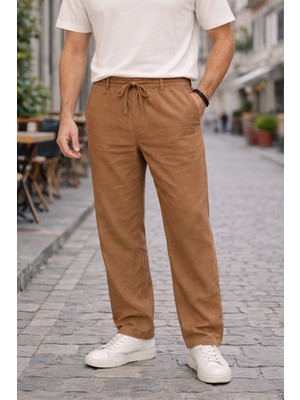 Theseason Erkek Relaxed Fit %100 Saf Keten Pantolon