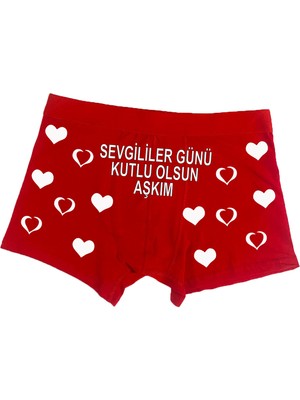 Texkid Sevgililer Günü Kutlu Olsun Baskılı Erkek Man Boxer