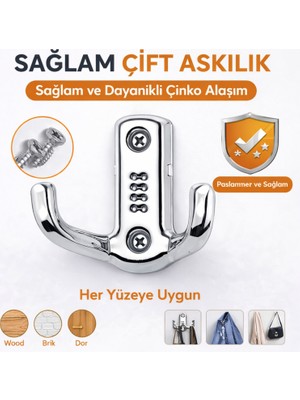 DESIPHON Modern Portmanto Askısı Vestiyer Duvar ve Dolap Elbise Askılığı Krom Metal