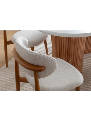 öztürk Bohem Sandalye Ağaç Sandalye Mutfak Sandalyesi Pati Dostu Leke Tutmayan Kumaş(Pufy)