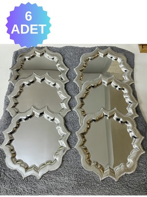 Özbience Gümüş Renk Dekoratif Yıldız Sunum Tabağı 6'lı, Şık Servis ve Süs Tepsisi