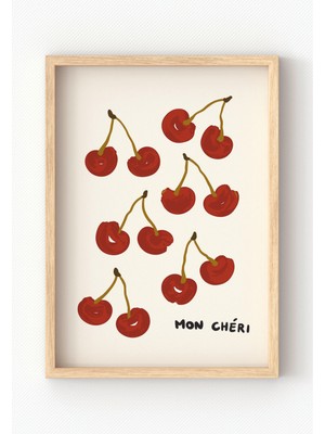 Miovi Works Cherry Mood | Çerçeveli Modern Minimal Mutfak Duvar Dekorasyonu Poster Tablo