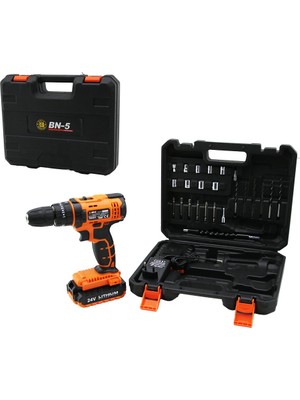 Nuveden Turuncu 1250 Rpm Bn-5 F-136 Cordless Drıll Full ŞARJLI=24V=5.0AH - 2 Batarya Matkap Seti Çantalı