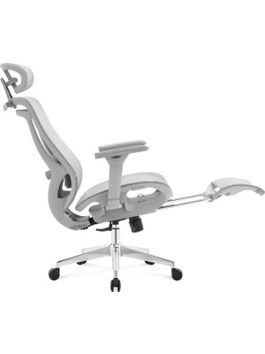 Zone Art Ergosoft Beyaz Ayak Uzatma Aparatlı Ofis Çalışma  Koltuğu Krom Tekerlekli Orta Yumuşak Oturum